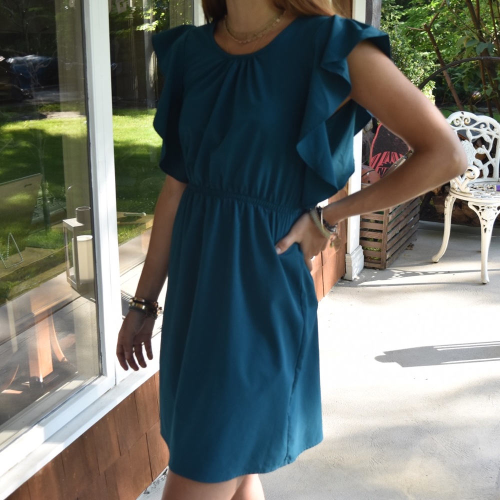Sally Miller Turquoise Girls Frill Dress